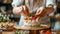 Decorating a homemade cake with fresh strawberries