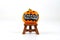 Decoration accessory jack lantern pumpkin Happy Halloween words on white background