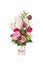 Decoration artificial plastic flower with glass vase, pink crystal inside