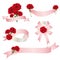 Decoration of carnations illustration with ribbon