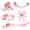 Decoration of carnations illustration with ribbon