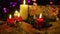 Decoration chirstmas with candle burning, gift and snow footage. Christmas day