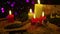 Decoration chirstmas with candle burning, gift and snow footage. Christmas day