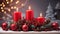 A decoration for christmas celebration with red candles AI GENERATED