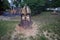 Decoration of the city park of Zhytomyr, destroyed sculpture from an old stump.