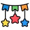 Decoration colored line icon, Merry Christmas and Happy New Year icons for web and mobile design