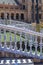 Decoration details of Place of Spain in Seville, traditional Andalucian tails on bridge