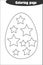 Decoration egg with stars in cartoon style, coloring page, easter education paper game for the development of children, kids