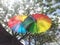 decoration of flying umbrellas in the equatorial park Pontianak, West Kalimantan, Indonesia