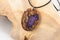 Decoration handmade lilac pendant made of stabilized wood