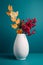 decoration poppy bouquet soft floral flower vase sunshine beautiful red background. Generative AI.