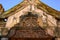 Decoration on roof of Temple Banteay Srei, Cambodia. Carvings from Hindu mythology on walls Banteay Srei, Angkor Wat.