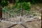 Decoration shaped as a spider web using ropes connected to wooden poles at the Gwangkyo Lake Park in South Korea