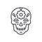 Decoration skull black icon concept. Decoration skull flat vector symbol, sign, illustration.