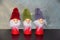 Decoration with three wooden Santas