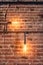 decoration walls with lamps, pipes and bricks. Old and vintage looking wall, interior design