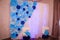 Decorations of blue paper flowers. Paper flowers . Handwork