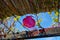 Decorations inside a Jewish family Sukkah