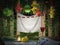 Decorations inside a Sukkah during the Jewish holiday