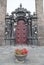 Decorations on one of the doors of the church of Sao Sebastiao, Sao Miguel island, Azores