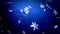 Decorative 3d snowflakes float in air in slow motion and shine on a blue background. Use as animated Christmas, New Year