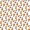 Decorative abstract geometric apple seamless pattern. Minimal summer fruit repeatable motif for wrap, textile, background.