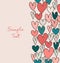 Decorative abstract love border. Cute cartoon banner with hand drawn hearts. Graphic design for cards, crafts, gifts