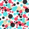 Decorative abstract polka dots in the style of the 60s. Cheerful polka dot vector seamless pattern. Can be used in