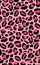 Decorative animal seamless pattern with pink leopard coat texture. Ounce fur backdrop with spots. Colored vector