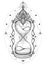 Decorative antique hourglass with roses illustration isolated on