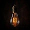 Decorative Antique Retro Edison Light Bulb on Dark Background. Generative ai