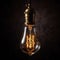 Decorative Antique Retro Edison Light Bulb on Dark Background. Generative ai
