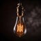 Decorative Antique Retro Edison Light Bulb on Dark Background. Generative ai