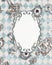 Decorative art nuovo floral blank frame on Alice in Wonderland style diamond checker pattern  vertical format with text place and