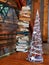 Decorative artificial fir and books