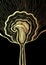 Decorative background with Abstract flower Calla in gold black