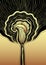 Decorative background with Abstract flower Calla in gold black