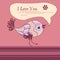 Decorative bird. Valentine card