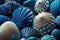 Decorative Blue Seashells, Sea Life Close Up Background. Generative AI