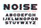 Decorative bold font with digital noise, distortion, glitch