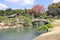 Decorative bridge in Koishikawa Korakuen garden, Okayama, Japan