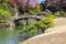 Decorative bridge in Koishikawa Korakuen garden, Okayama, Japan
