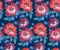 Decorative bright red floral seamless pattern