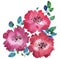 Decorative bright red floral watercolor illustration.