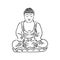 Decorative buddha in lotus position in ornamental cloth sketch vector illustration