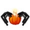 Decorative candle holder pumpkin in the shape of a spider. Element of interior design on theme of Halloween isolated on