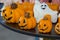 Decorative candles in the form of a pumpkin for Halloween