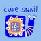 Decorative card with cute cartoon stylized snail