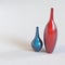 Decorative Ceramic Red And Blue Vases On White Background