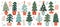 Decorative Christmas fir spruce trees with and without decoration hand drawn set vector illustration